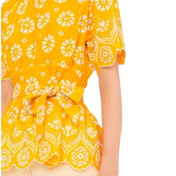 Tory Burch Embroidered Eyelet Top in Sunlight Yellow Size 4 NWOT - Picture 6 of 14